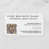 Elegant Medieval Letter W Antiek Monogram Visitekaartje (Achterkant)