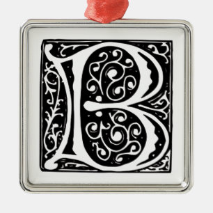 Elegant Medieval Renaissance Letter B Monogram Metalen Ornament