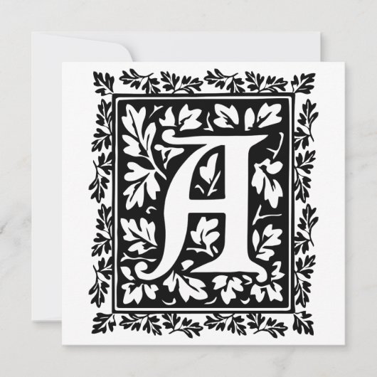 Elegant medieval verlicht manuscript letter A Kaart (Voorkant)