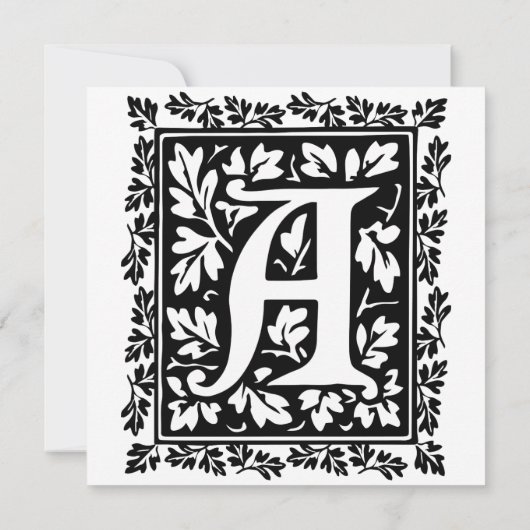 Elegant medieval verlicht manuscript letter A Kaart (Achterkant)