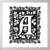 Elegant medieval verlicht manuscript letter A Poster (Voorkant)