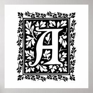 Elegant medieval verlicht manuscript letter A Poster