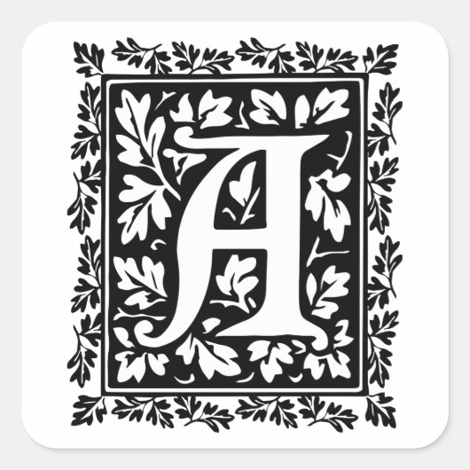 Elegant medieval verlicht manuscript letter A Vierkante Sticker (Voorkant)