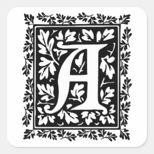 Elegant medieval verlicht manuscript letter A Vierkante Sticker