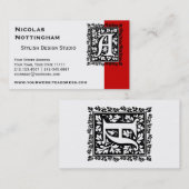 Elegant medieval verlicht manuscript letter A Visitekaartje (Voorkant / Achterkant)