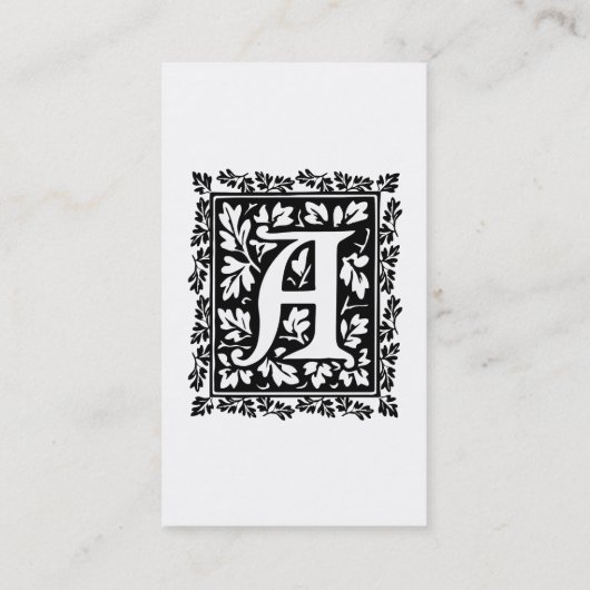 Elegant medieval verlicht manuscript letter A Visitekaartje (Achterkant)