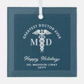 Elegant Medisch Arts Gepersonaliseerde Kerstmis Glas Ornament (Voorkant)