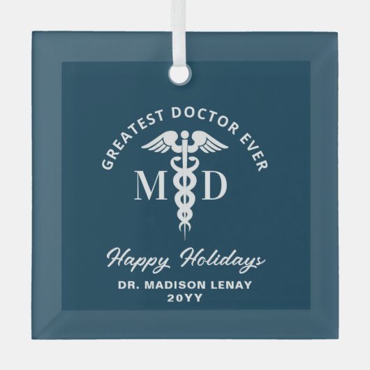 Elegant Medisch Arts Gepersonaliseerde Kerstmis Glas Ornament (Voorkant)