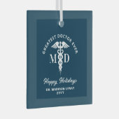 Elegant Medisch Arts Gepersonaliseerde Kerstmis Glas Ornament (Voorkant Rechts)