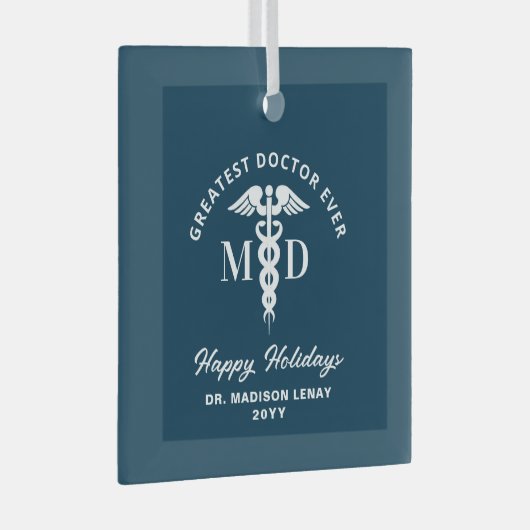 Elegant Medisch Arts Gepersonaliseerde Kerstmis Glas Ornament (Voorkant Rechts)