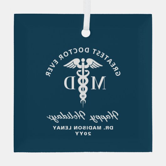 Elegant Medisch Arts Gepersonaliseerde Kerstmis Glas Ornament (Achterkant)