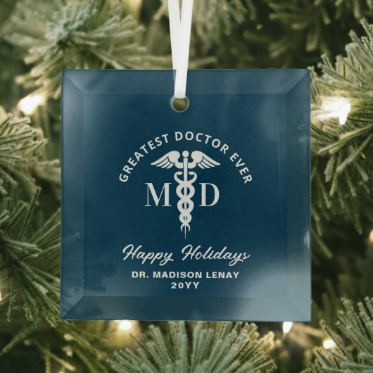 Elegant Medisch Arts Gepersonaliseerde Kerstmis Glas Ornament (Insitu)