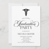 Elegant Medisch Caduceus Afstuderen Kaart (Voorkant)