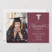 Elegant Medisch Caduceus Custom Afbeelding Afstude Kaart (Voorkant)