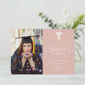 Elegant Medisch Caduceus Custom Afbeelding Afstude Kaart (Staand voorkant)