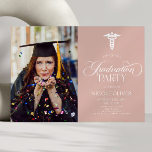 Elegant Medisch Caduceus Custom Afbeelding Afstude Kaart