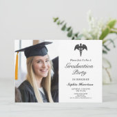 Elegant Medisch Caduceus Custom Afbeelding Afstude Kaart (Staand voorkant)