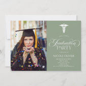 Elegant Medisch Caduceus Custom Afbeelding Afstude Kaart (Voorkant)