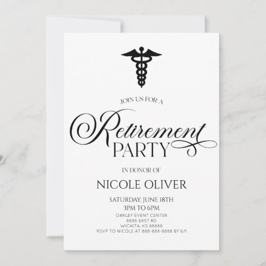 Elegant Medisch Caduceus Pensioen Kaart (Voorkant)