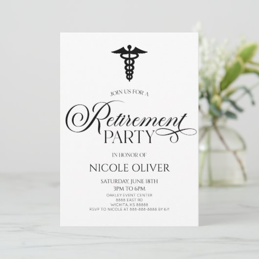 Elegant Medisch Caduceus Pensioen Kaart (Staand voorkant)