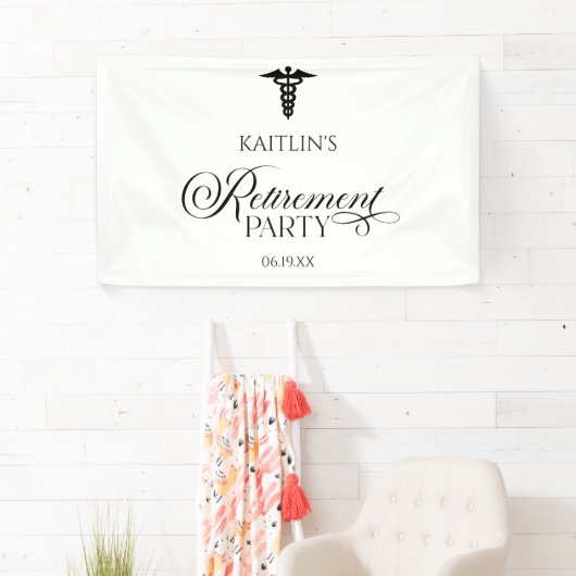 Elegant medisch caduceus verjaardagsfeest spandoek (Insitu)