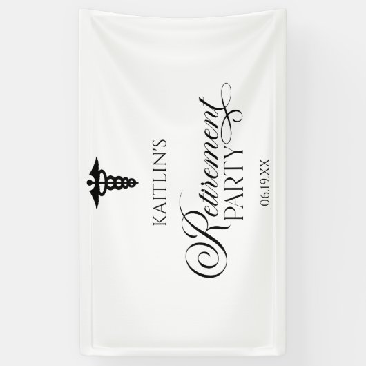 Elegant medisch caduceus verjaardagsfeest spandoek (Verticaal)