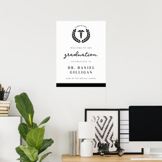 Elegant Medisch School Afstuderen Welkom Teken Poster (Thuiskantoor)