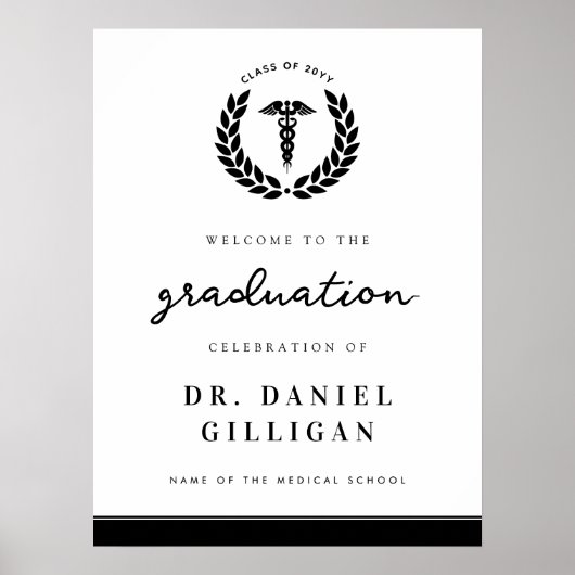 Elegant Medisch School Afstuderen Welkom Teken Poster (Voorkant)
