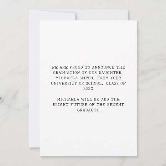 Elegant Medisch Verpleegkundige Script Foto Afstud Aankondiging (Achterkant)