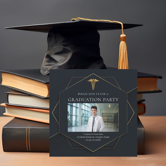 Elegant Medische School Foto Afstudeerfeest Kaart