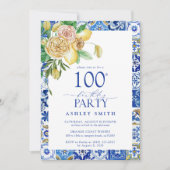 Elegant Mediterraan 100e verjaardagsfeestje citroe Kaart (Voorkant)