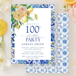 Elegant Mediterraan 100e verjaardagsfeestje citroe Kaart