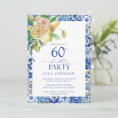 Elegant Mediterraan 60e Verjaardagsfeestje Citroen Kaart (Staand voorkant)