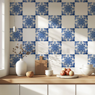 Elegant mediterraan blauw-wit patroon tegeltje