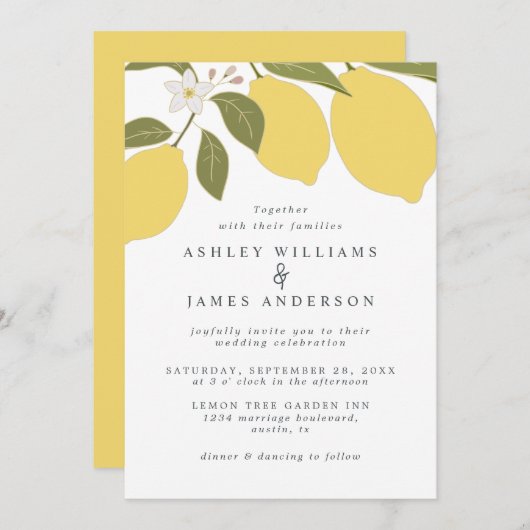 Elegant mediterraan citroenthema kaart (Voorkant / Achterkant)