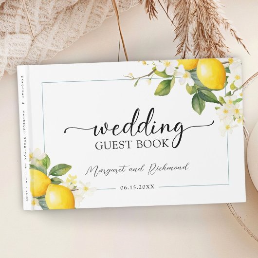 Elegant Mediterraan Lemon bruiloft gastenboek