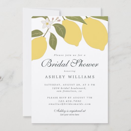 Elegant Mediterraan Lemon Theme Vrijgezellenfeest Kaart (Voorkant)