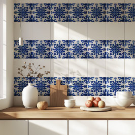 Elegant mediterraan navyblauw wit patroon tegeltje