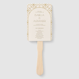 Elegant Mediterraan Tegel Boog Wedding Programma Handwaaier