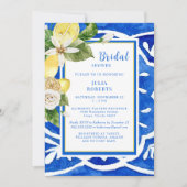 Elegant mediterraan tropisch bloemig kobalt blauw kaart (Voorkant)