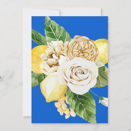 Elegant mediterraan tropisch bloemig kobalt blauw kaart (Achterkant)