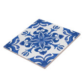 Elegant Mediterranean Blue White Pattern Tegeltje (Zijkant)