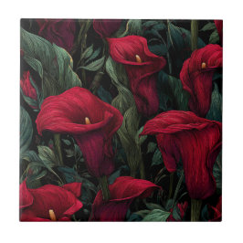 Elegant Mediterranean Calle Lilies Tiles  Tegeltje