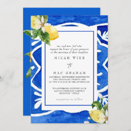 Elegant Mediterranean Floral & Lemon II Wedding Kaart