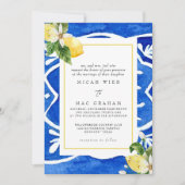 Elegant Mediterranean Floral & Lemon Wedding Kaart (Voorkant)