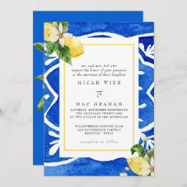 Elegant Mediterranean Floral & Lemon Wedding Kaart