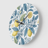 Elegant Mediterranean Lemon Botanical Navy Grote Klok (Hoek)