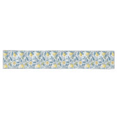 Elegant Mediterranean Lemon Botanical Navy Lange Tafelloper (Horizontaal)