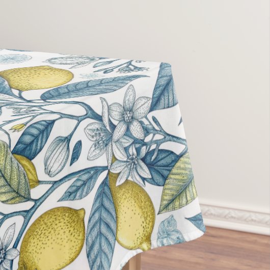 Elegant Mediterranean Lemon Botanical Navy Tafelkleed (Voorbeeld)