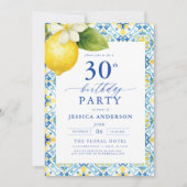 Elegant Mediterranean Lemon Floral 30th Birthday Kaart (Voorkant)
